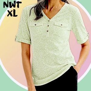 NWT XL & XXL Elbow Sleeve Utility Henley Top